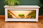 Modern White Reptile Vivarium / Tortoise Table - 1m Wide (Between 3-4ft) - Sliding Doors & Hinge Lid -LED Light Included