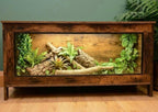 Dark Wood Vivarium / Tortoise House - Hinged Lid + Glass Doors - 1m (Between 3-4ft) - LED Light Included