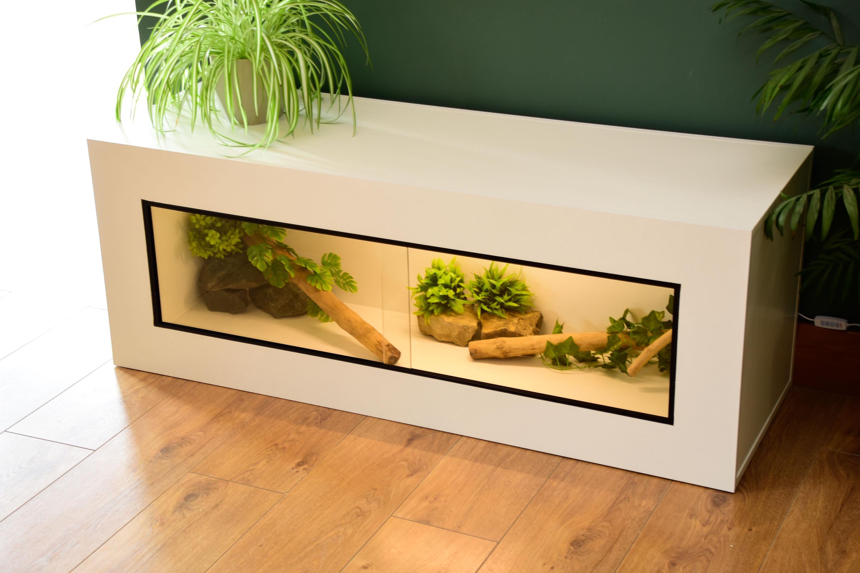 4ft Modern White Reptile Vivarium - LED Light Included