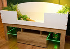 4ft x 16" x 15" Open Top Tortoise Table + Artisan Oak Effect LED Stand and Glass Window