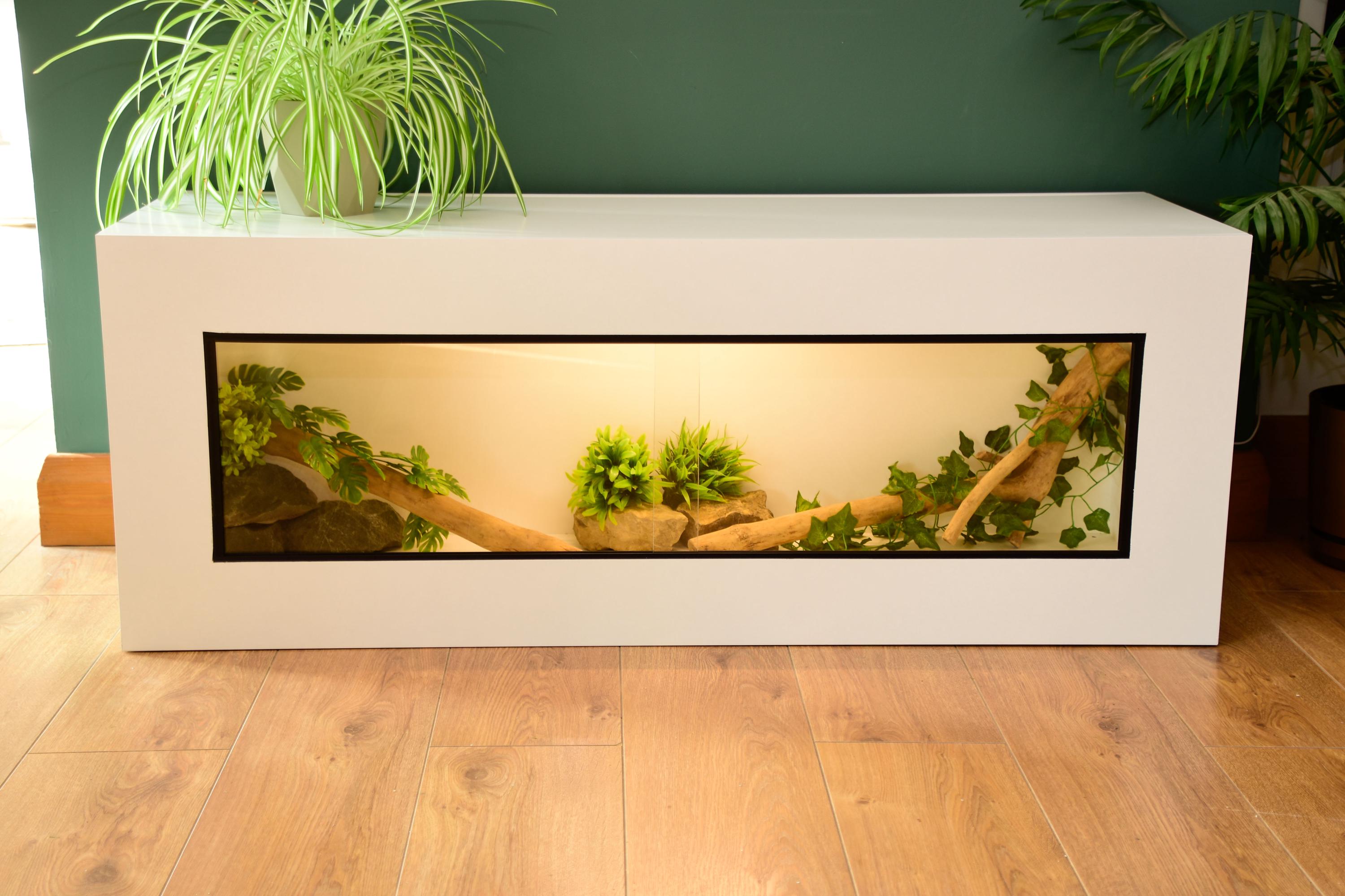 4ft Modern White Reptile Vivarium - LED Light Included