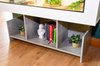 4ft Modern White Reptile Vivarium + Wide Grey Stone Stand - LED Lights Included