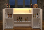 Classic White Modern LED Home Bar with Stools (6ft)