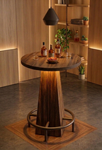 Rustic Wood Effect LED Bistro Bar Table — Stools Optional