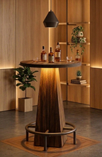 Rustic Wood Effect LED Bistro Bar Table — Stools Optional