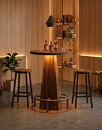 Rustic Wood Effect LED Bistro Bar Table — Stools Optional