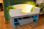 4ft Open Top Tortoise Table with Grey Wood LED Stand