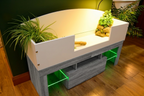 4ft Open Top Tortoise Table with Grey Wood LED Stand