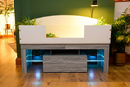 4ft Open Top Tortoise Table with Grey Wood LED Stand