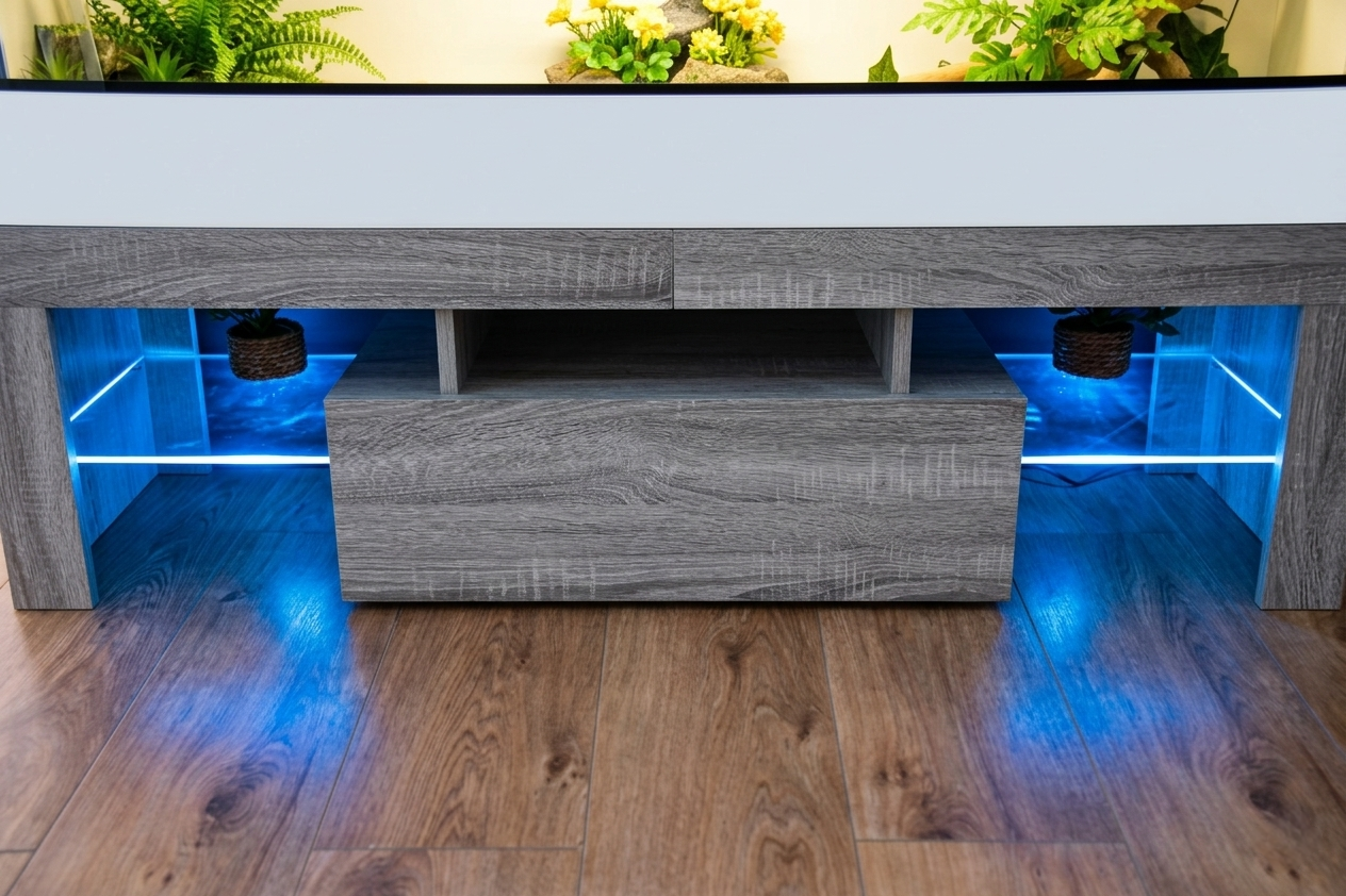 4ft Reptile Vivarium with LED Lights and Grey Wood Effect Stand