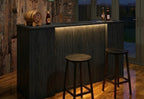 Sleek Black Wood Effect Modern LED Home Bar with Stools (6ft)