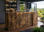 Dark Distressed Wood Effect LED Home Bar with Stools (6ft)
