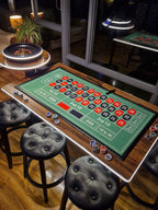 LED Roulette Casino Table with Choice of Roulette Wheel & Optional Stools