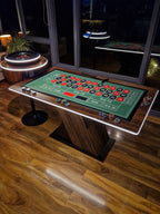 LED Roulette Casino Table with Choice of Roulette Wheel & Optional Stools