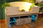 4ft x 16" x 15" Open Top Tortoise Table + Grey Stone Effect LED Stand and Glass Window