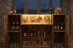 Dark Distressed Wood Effect LED Home Bar with Stools (6ft)