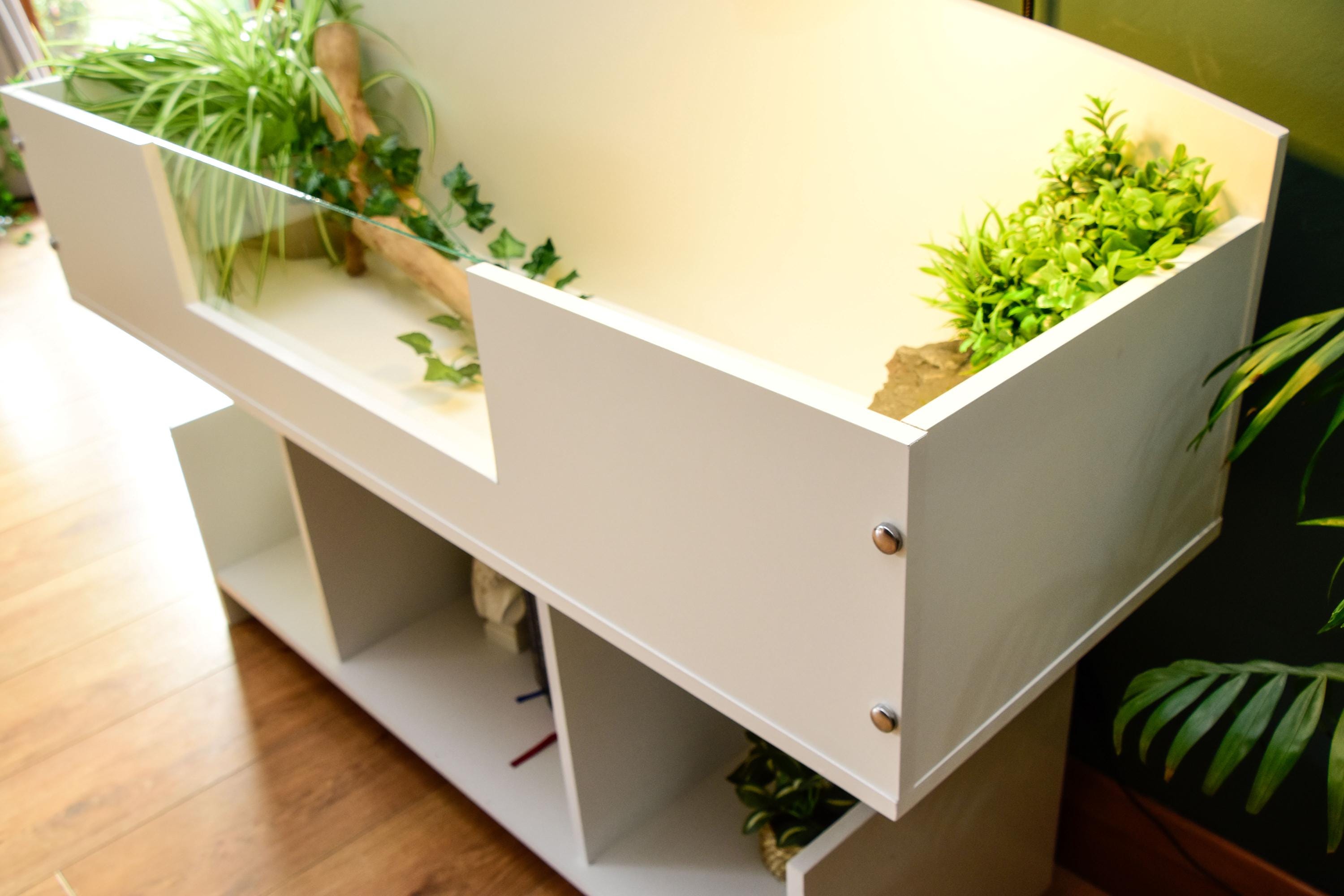 4ft x 16" x 15" Open Top Tortoise Table + Wide LED Stand and Glass Window