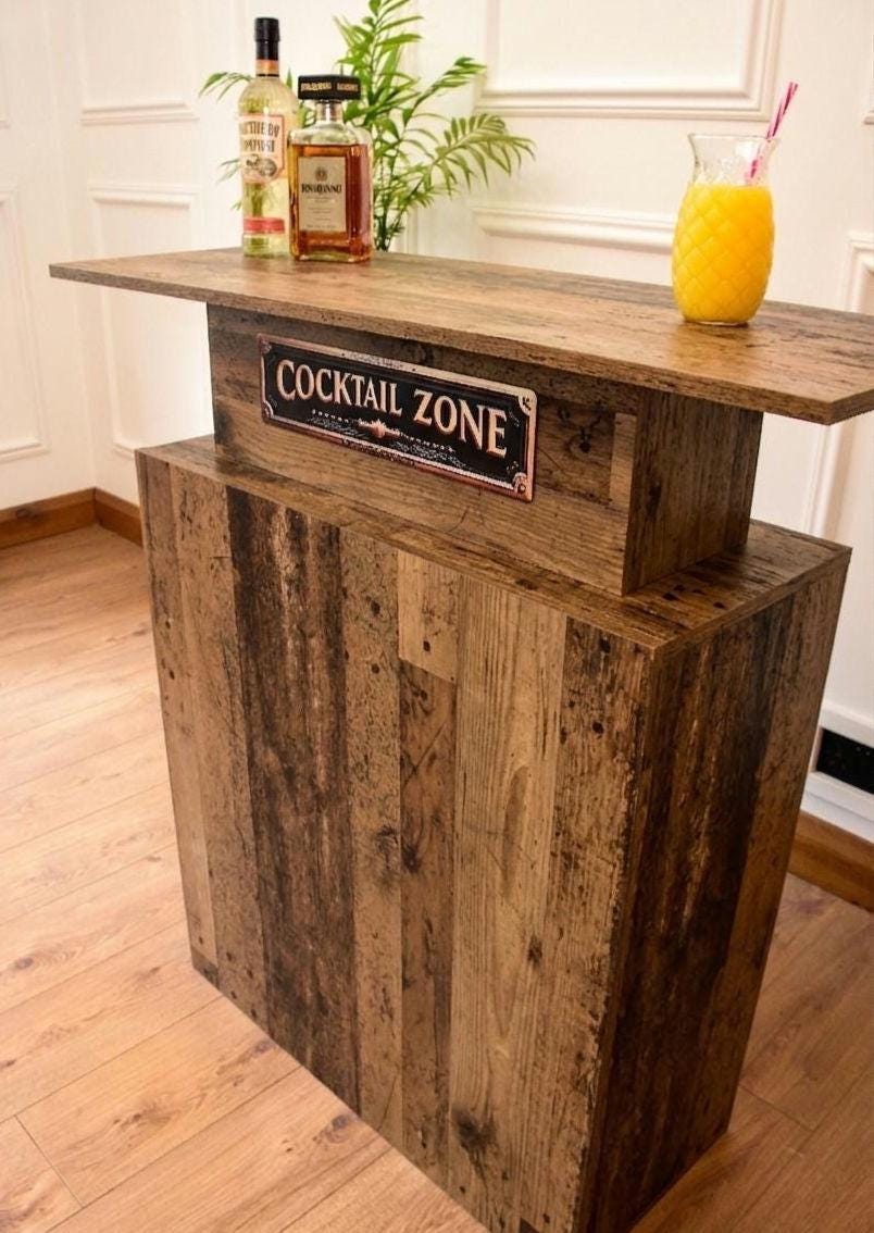 Old Wood Effect LED Home Bar (1m)