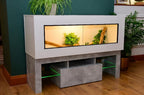 4ft Modern White Reptile Vivarium + Grey Stone Effect LED Stand and Light Included