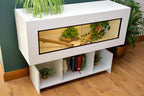 4ft Modern White Reptile Vivarium + Wide White Stand - LED Lights Included