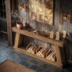 Extra Large Rustic Slim Light Up Home Bar / Console Table — Stools Optional