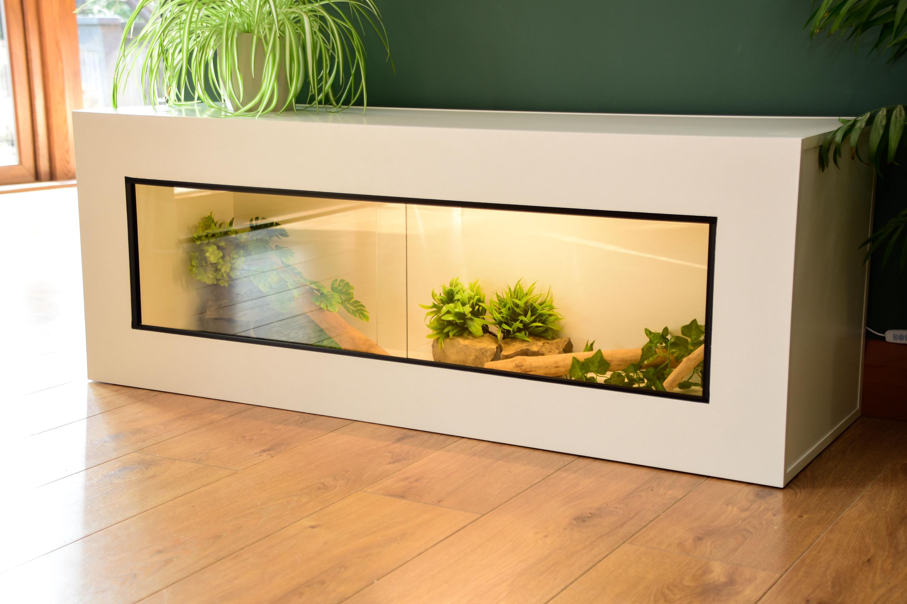 4ft Modern White Reptile Vivarium - LED Light Included
