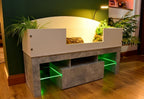 4ft x 16" x 15" Open Top Tortoise Table + Grey Stone Effect LED Stand and Glass Window