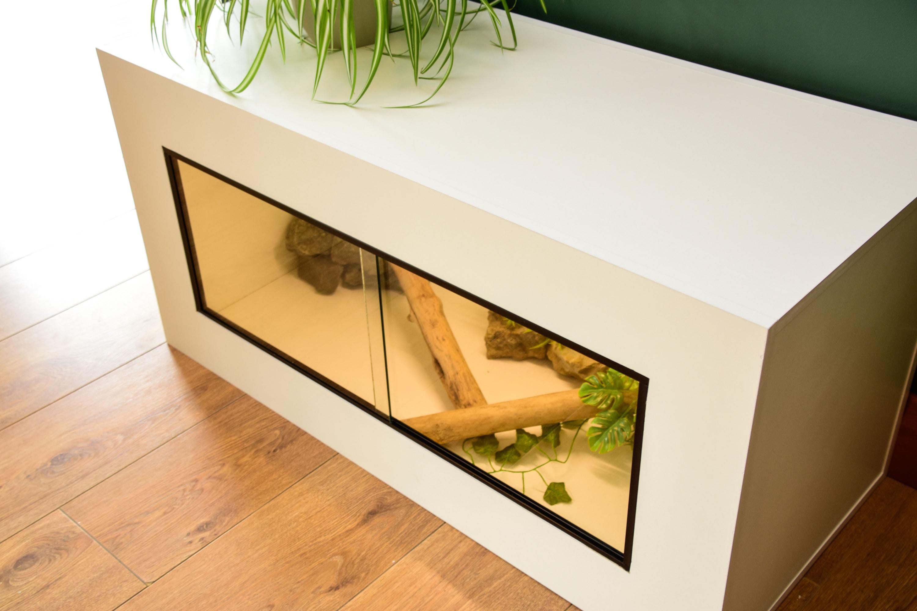 3ft Modern White Reptile Vivarium - LED Light Included