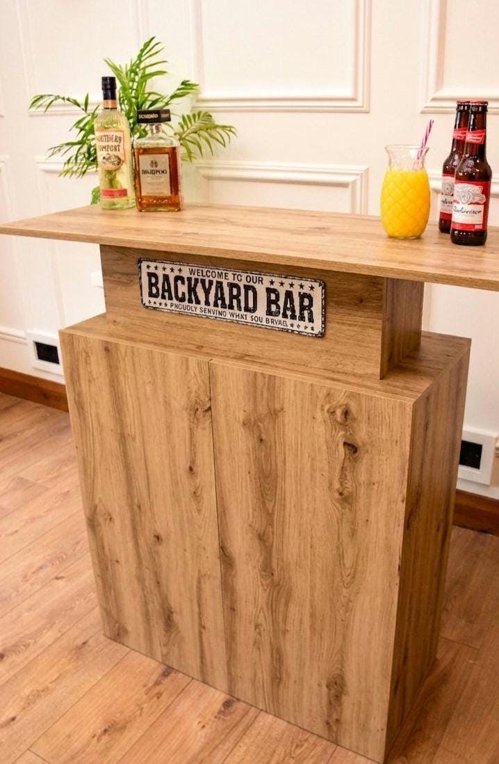 Oak Effect LED Home Bar