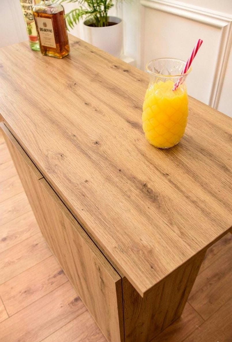 Oak Effect LED Home Bar