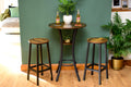 Rustic Round Industrial Dark Wood Bar Table with Matching Stools - For Bars, Restaurants & Home Dining