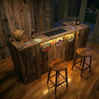 Old Wood Effect LED Home Bar with Stools (6ft)