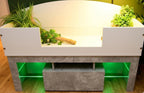 4ft x 16" x 15" Open Top Tortoise Table + Grey Stone Effect LED Stand and Glass Window