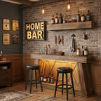 Extra Large Rustic Slim Light Up Home Bar / Console Table — Stools Optional
