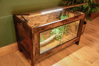 Dark Wood Vivarium / Tortoise House - Hinged Lid + Glass Doors - 76cm x 48cm x 35cm - LED Light Included