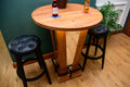 Rustic Oak Effect Mirrored LED Wooden Bar Table - Stools Optional - For Bars, Restaurants & Home Dining