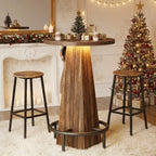 Rustic Wood Effect LED Bistro Bar Table — Stools Optional