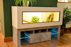 4ft Modern White Reptile Vivarium + Grey Stone Effect LED Stand and Light Included