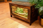 Dark Wood Vivarium / Tortoise House - Hinged Lid + Glass Doors - 76cm x 48cm x 35cm - LED Light Included