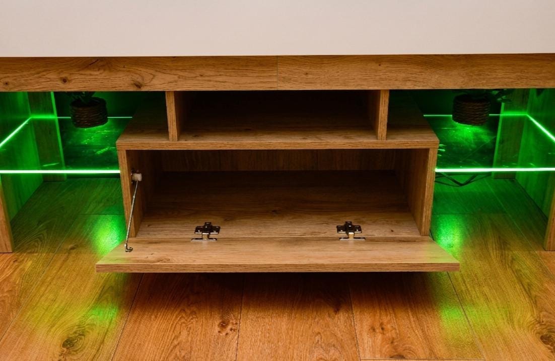 4ft Modern White Reptile Vivarium + Artisan Oak Effect LED Stand and Light Included