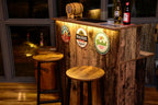 Old Wood Effect LED Home Bar with Matching Stools (1m)