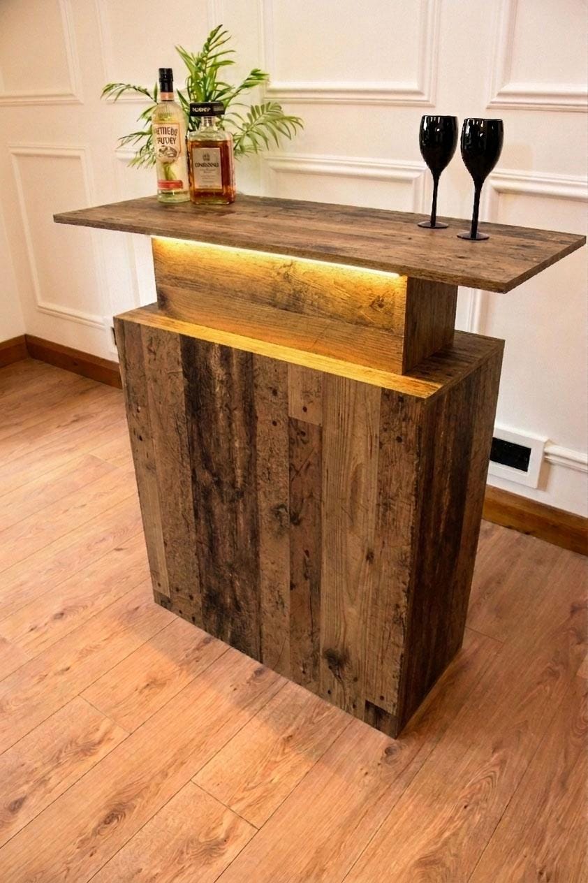 Old Wood Effect LED Home Bar (1m)
