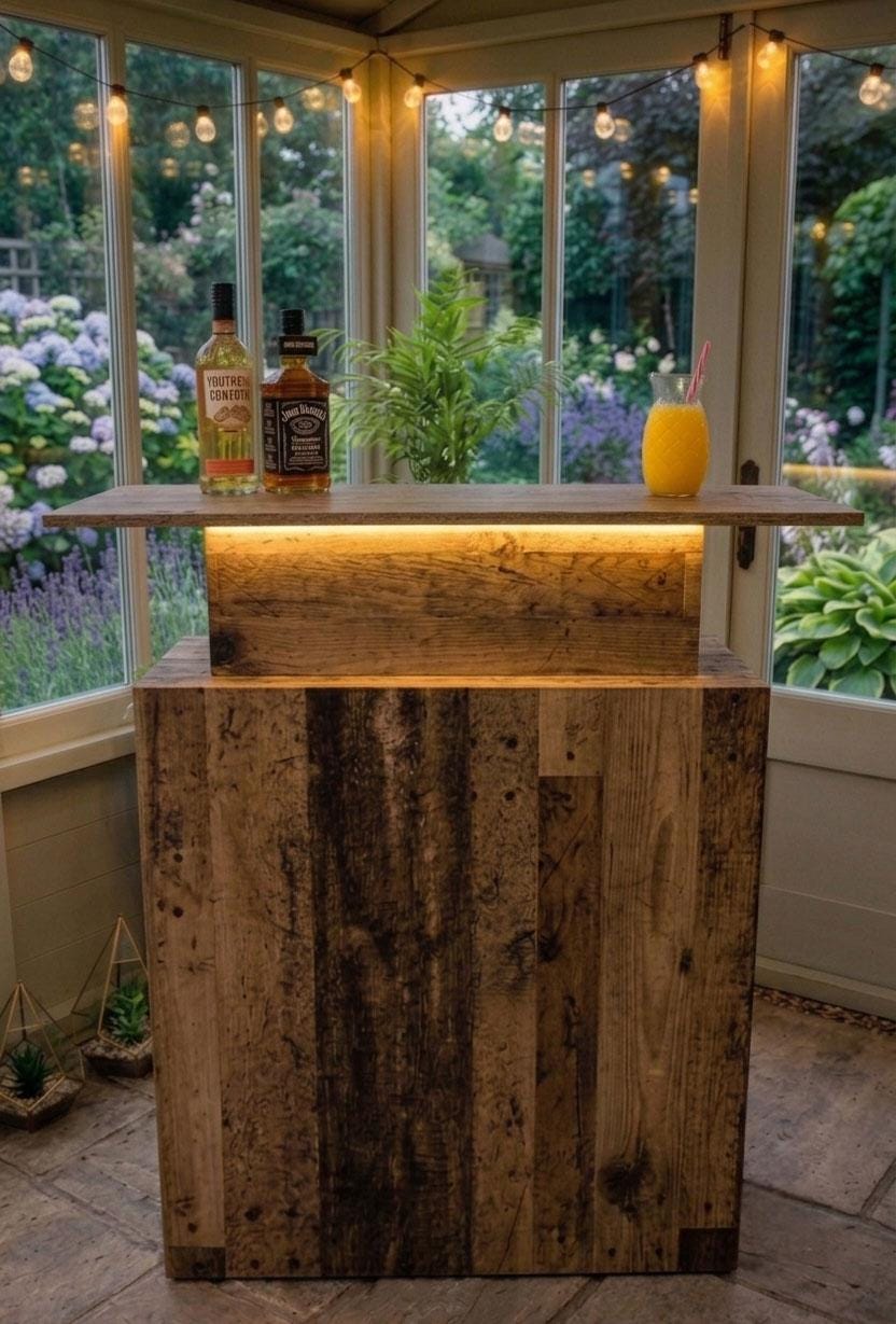 Old Wood Effect LED Home Bar (1m)