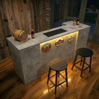 Grey Stone Effect LED Home Bar with Stools (6ft)