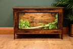 Dark Wood Vivarium / Tortoise House - Hinged Lid + Glass Doors - 76cm x 48cm x 35cm - LED Light Included