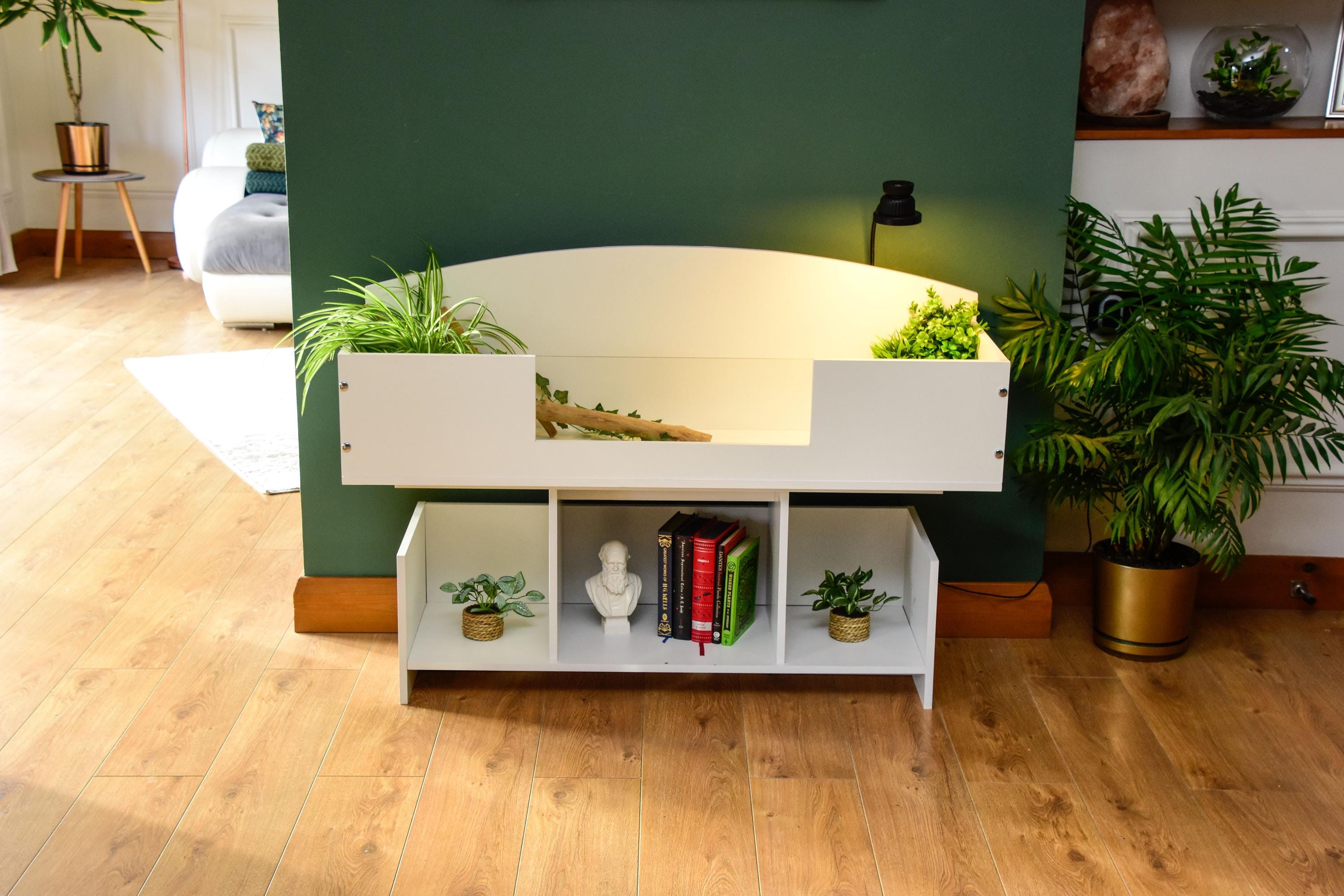 4ft x 16" x 15" Open Top Tortoise Table + Wide LED Stand and Glass Window