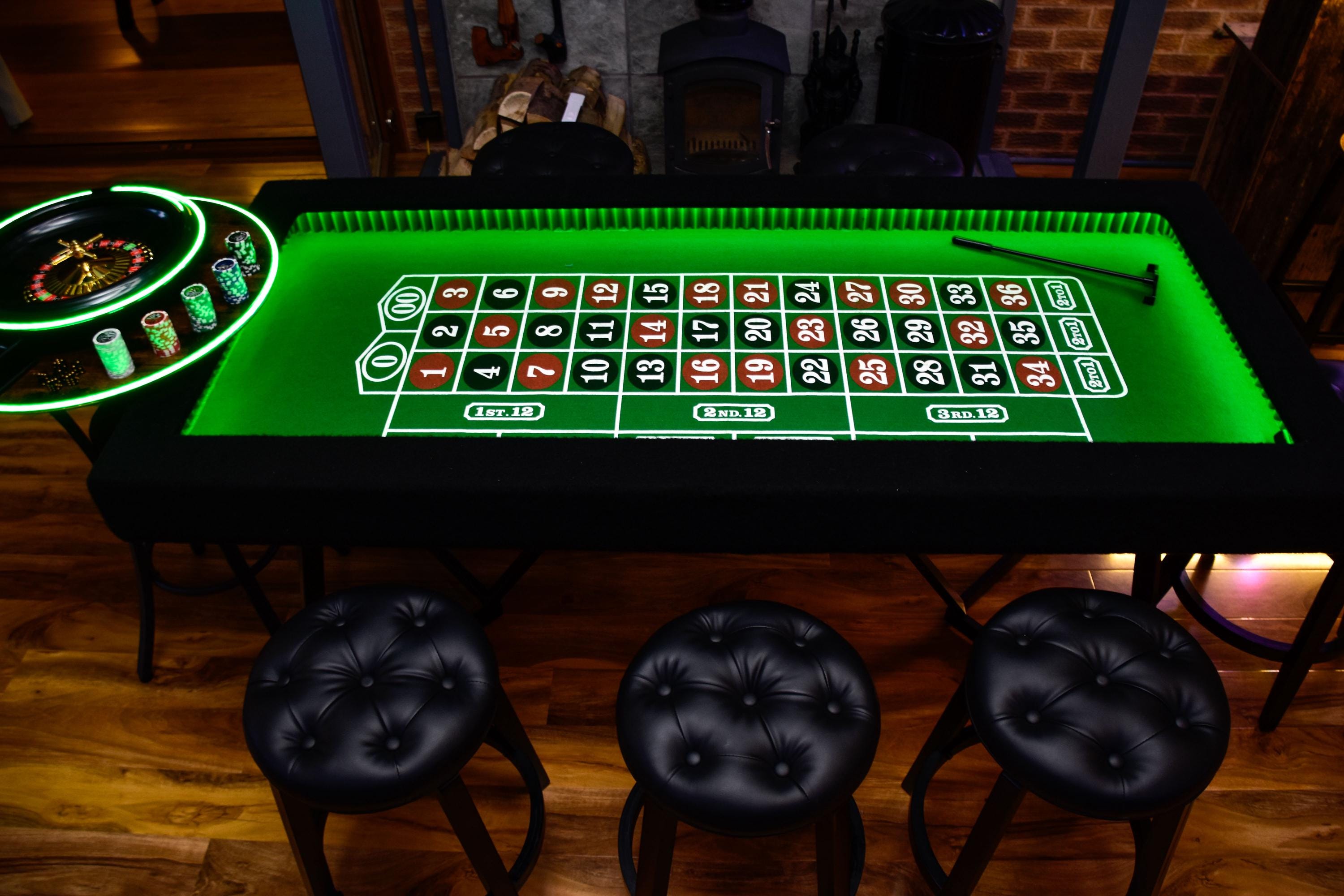 6ft LED Luxury Casino Vault Table with Glass Top
