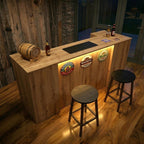 Oak Effect LED Home Bar with Stools (6ft)