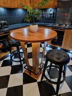 Rustic Oak Effect Mirrored LED Wooden Bar Table - Stools Optional - For Bars, Restaurants & Home Dining