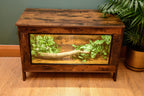 Dark Wood Vivarium / Tortoise House - Hinged Lid + Glass Doors - 76cm x 48cm x 35cm - LED Light Included